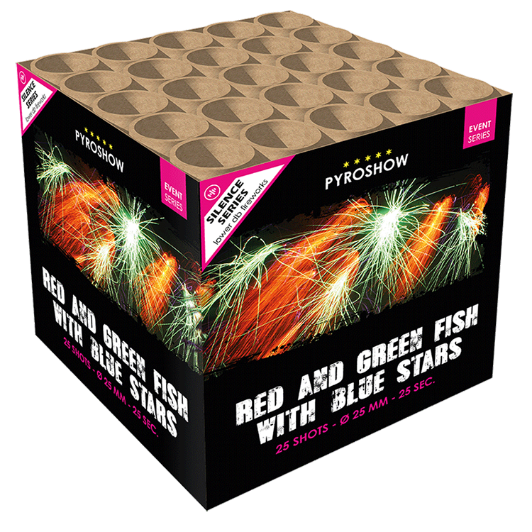 Feuerwerk Red and Green Fish with Blue Stars von Broekhoff online kaufen im Pyroshop von Funkelfun
