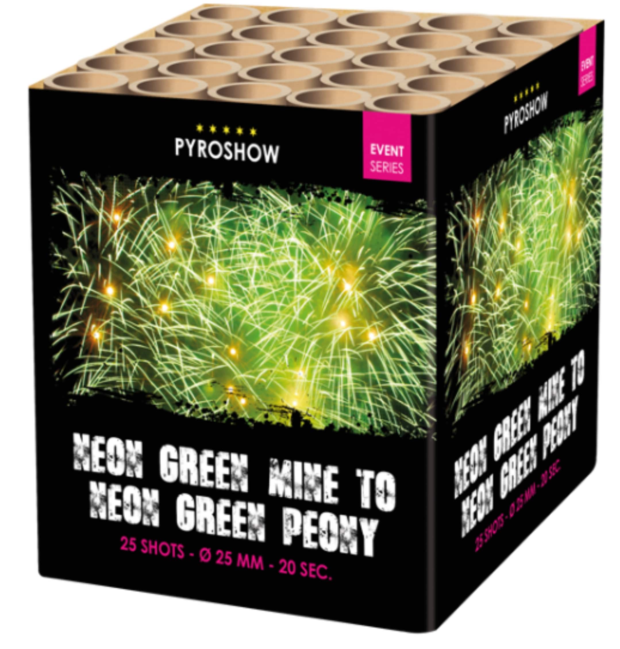 Feuerwerk Neon Green Peony with Green Tail and Mine von Broekhoff online kaufen im Pyroshop von Funkelfun