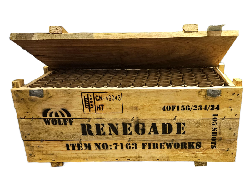 Batteriefeuerwerk Renegade (inkl. Holzkiste) jetzt bestellen bei Funkelfun